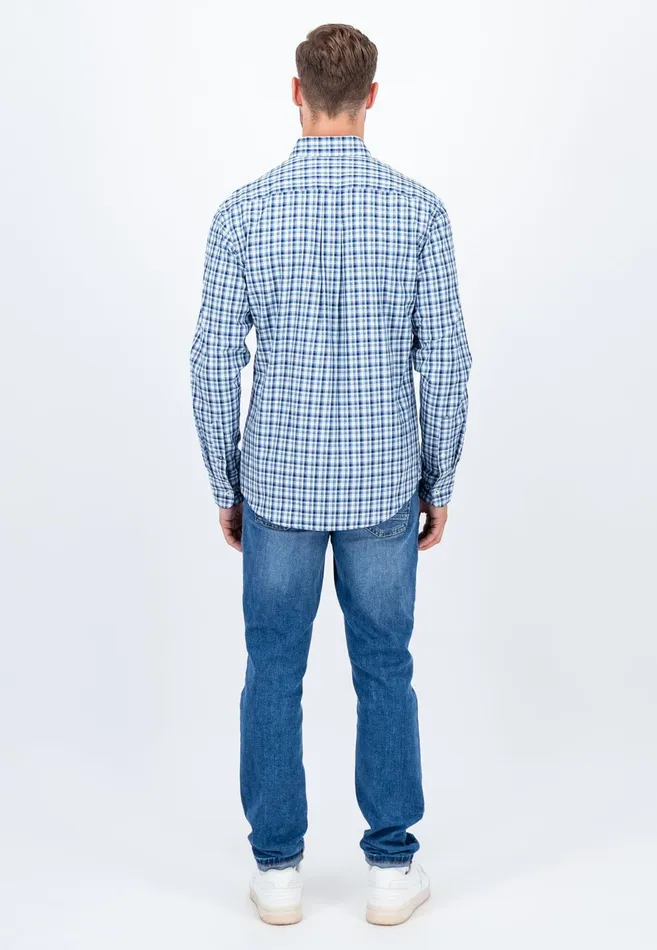 Shirts Men FYNCHHATTON Checked Shirt With Buttondown Collar Grass Greenhazelmidnight