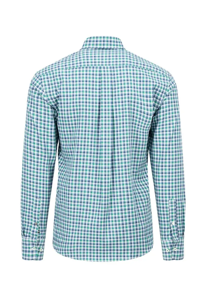 Shirts Men FYNCHHATTON Checked Shirt With Buttondown Collar Grass Greenhazelmidnight