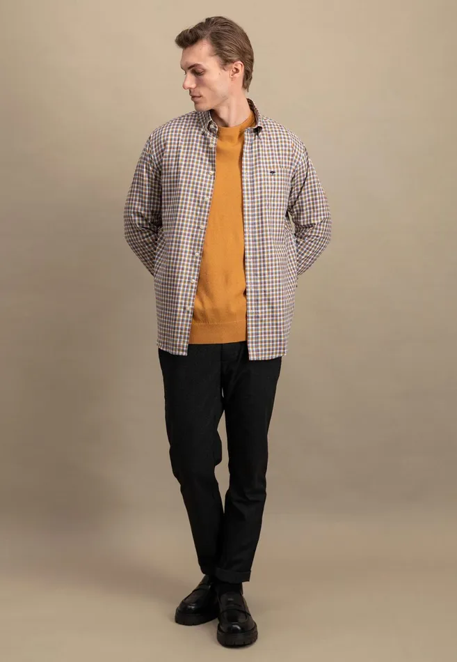 Shirts Men FYNCHHATTON Checked Shirt With Buttondown Collar Grass Greenhazelmidnight
