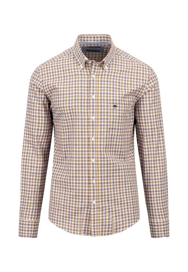 Shirts Men FYNCHHATTON Checked Shirt With Buttondown Collar Grass Greenhazelmidnight