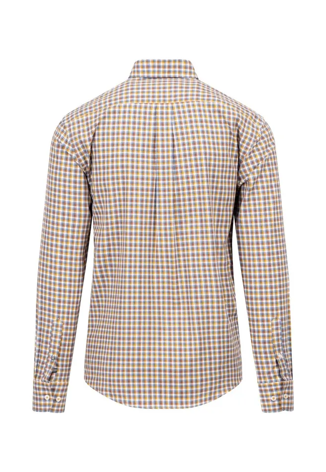 Shirts Men FYNCHHATTON Checked Shirt With Buttondown Collar Grass Greenhazelmidnight