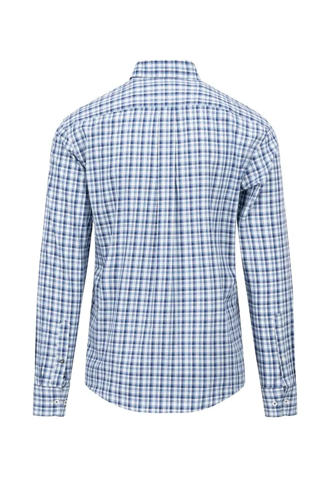 Shirts Men FYNCHHATTON Checked Shirt With Buttondown Collar Grass Greenhazelmidnight