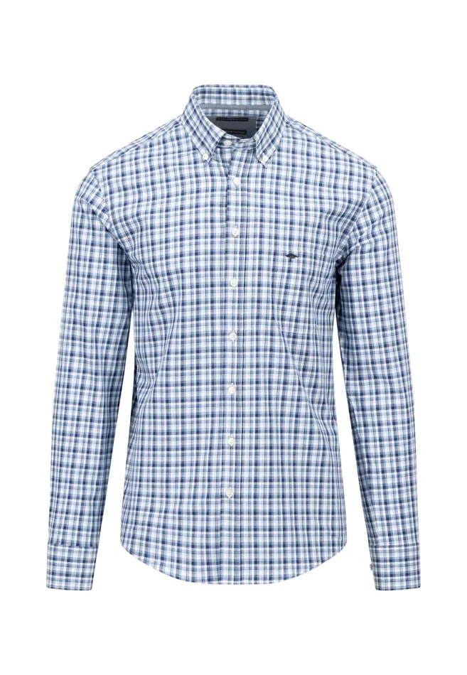 Shirts Men FYNCHHATTON Checked Shirt With Buttondown Collar Grass Greenhazelmidnight