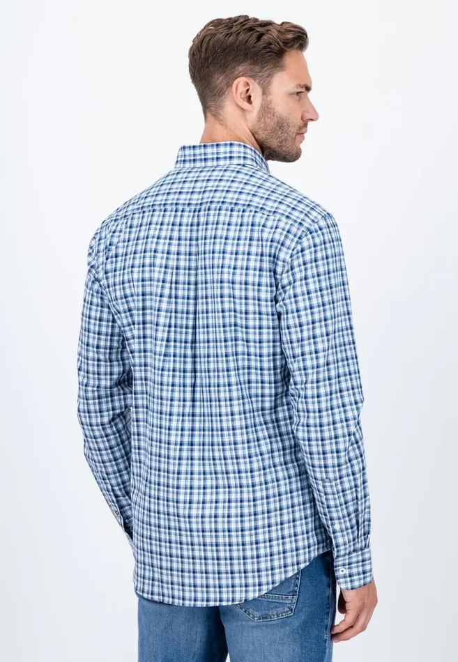 Shirts Men FYNCHHATTON Checked Shirt With Buttondown Collar Grass Greenhazelmidnight