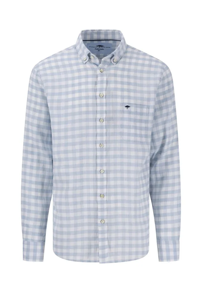 Shirts Men FYNCHHATTON Checked Shirt With Buttondown Collar Peesummer Breezenavy