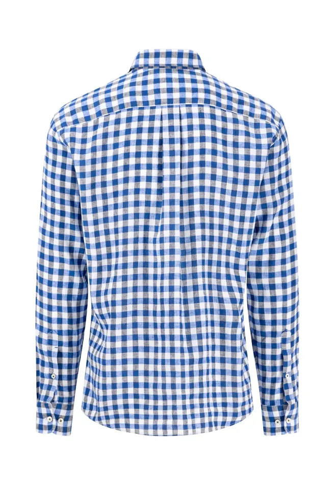 Shirts Men FYNCHHATTON Checked Shirt With Buttondown Collar Peesummer Breezenavy