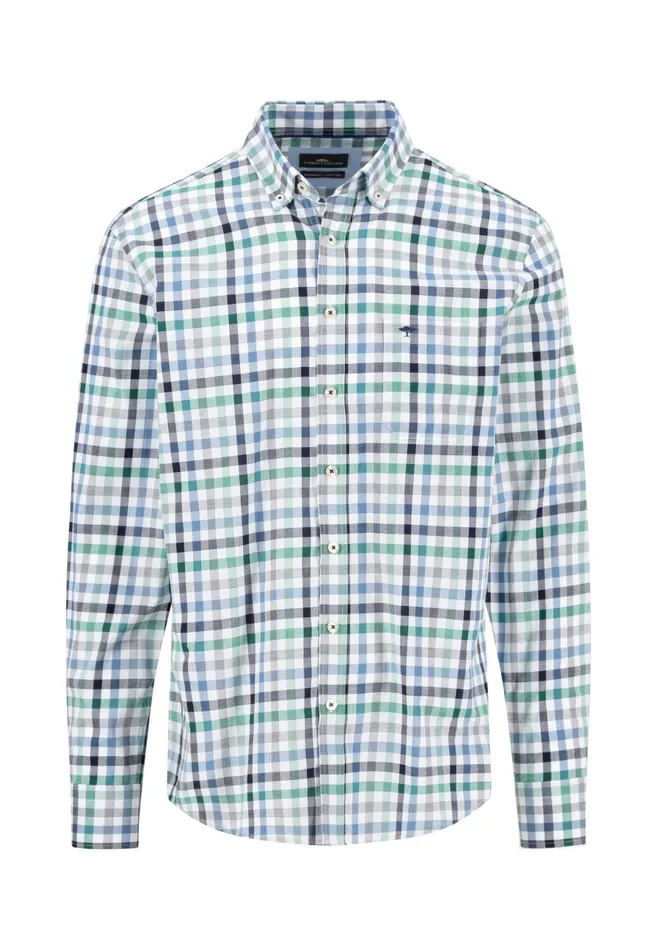 Shirts Men FYNCHHATTON Checked Shirt With Buttondown Collar Rustfuchsiaflamegrass Green