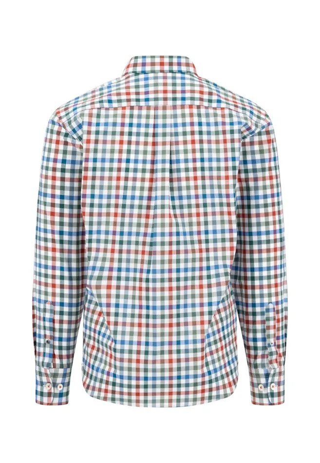 Shirts Men FYNCHHATTON Checked Shirt With Buttondown Collar Rustfuchsiaflamegrass Green