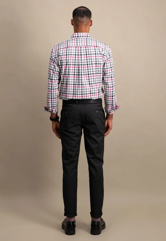 Shirts Men FYNCHHATTON Checked Shirt With Buttondown Collar Rustfuchsiaflamegrass Green
