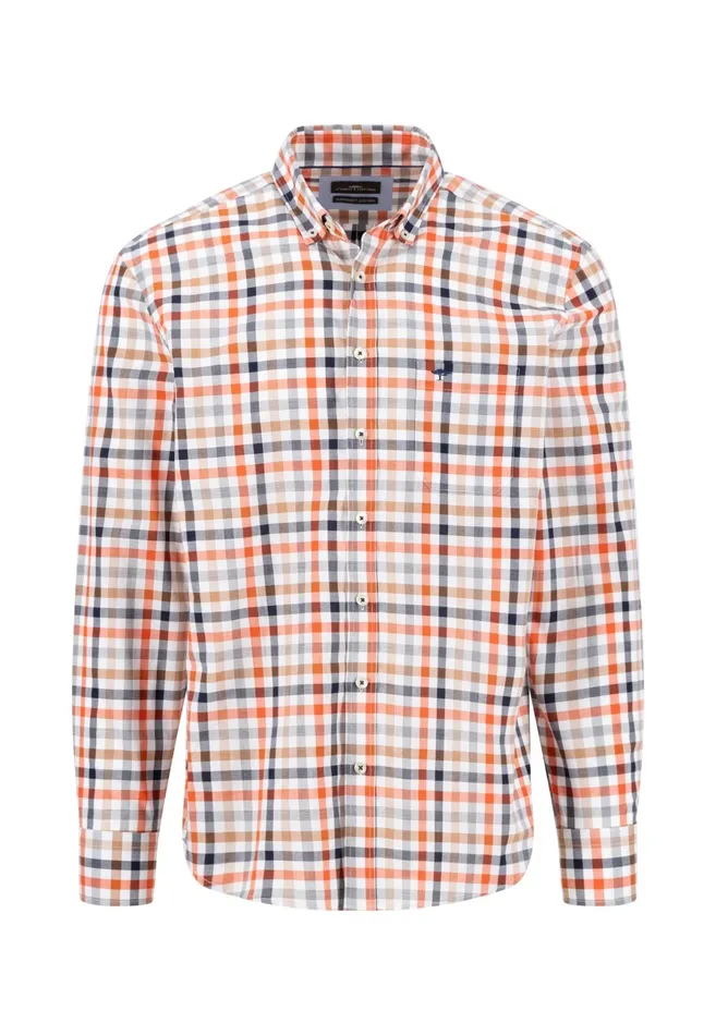 Shirts Men FYNCHHATTON Checked Shirt With Buttondown Collar Rustfuchsiaflamegrass Green
