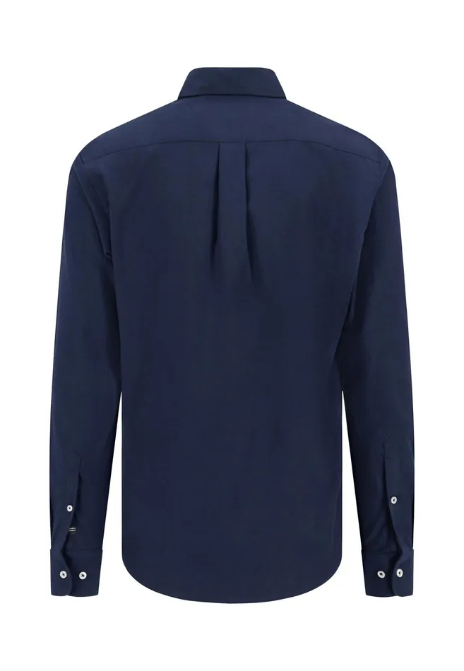 Shirts Men FYNCHHATTON Cotton Shirt With Buttondown Collar Cloud Bluenavycharcoal