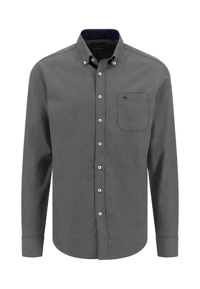 Shirts Men FYNCHHATTON Cotton Shirt With Buttondown Collar Cloud Bluenavycharcoal