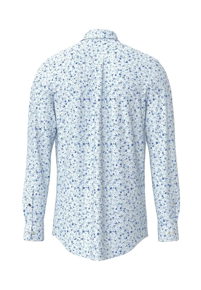 Shirts Men FYNCHHATTON Cotton Shirt With Buttondown Collar Navysplashy Ocean