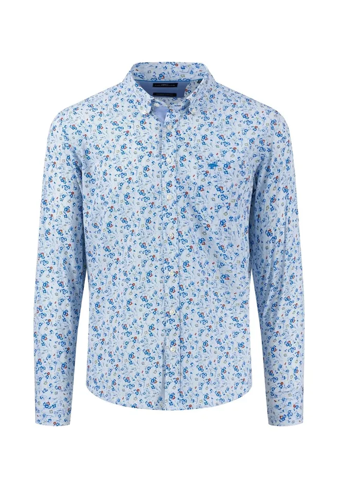 Shirts Men FYNCHHATTON Cotton Shirt With Floral Print Rustvibrant Bluelight Khaki Shirts Men FYNCHHATTON Cotton Shirt With Floral Print Rustvibrant Bluelight Khaki
