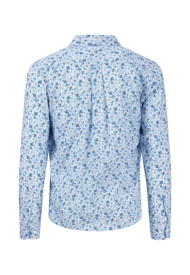 Shirts Men FYNCHHATTON Cotton Shirt With Floral Print Rustvibrant Bluelight Khaki