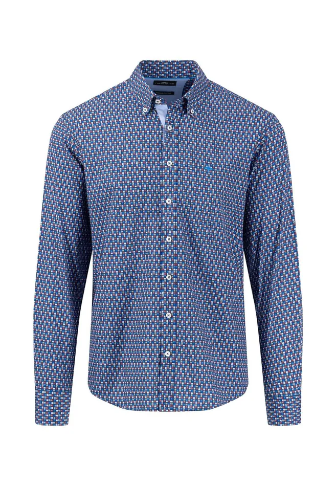 Shirts Men FYNCHHATTON Cotton Shirt With Floral Print Rustvibrant Bluelight Khaki