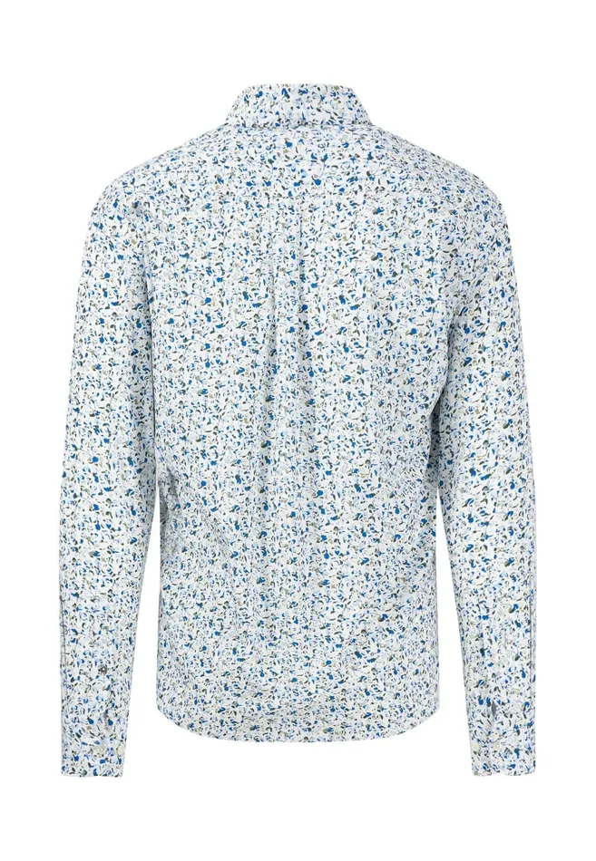 Shirts Men FYNCHHATTON Cotton Shirt With Floral Print Rustvibrant Bluelight Khaki