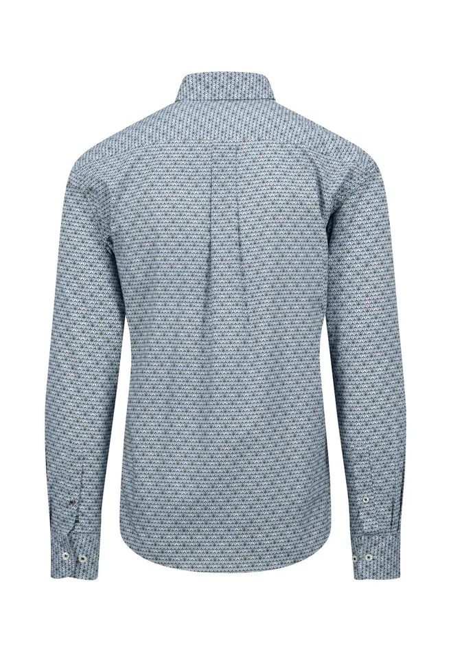 Shirts Men FYNCHHATTON Cotton Shirt With Minimal Print Cloud Bluesoft Bluedark Teal