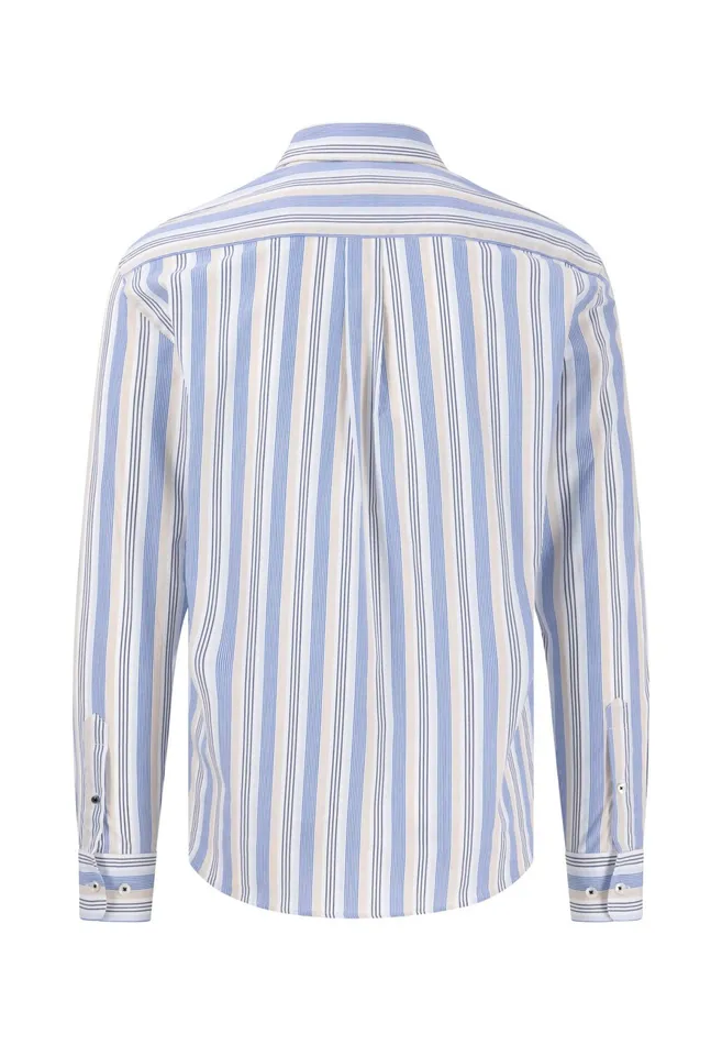Shirts Men FYNCHHATTON Fine Striped Shirt With Buttondown Collar Summer Breezestrong Blue