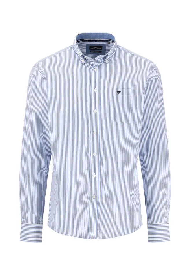 Shirts Men FYNCHHATTON Fine Striped Shirt With Buttondown Collar Summer Breezestrong Blue