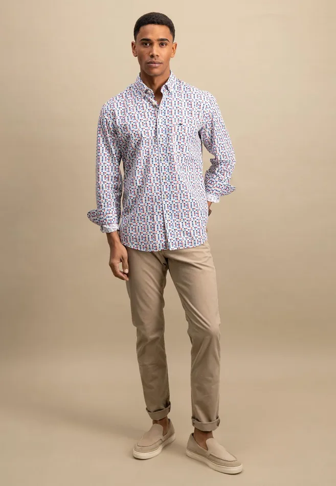 Shirts Men FYNCHHATTON Shirt With Even Point Pattern Poppy Redturf Green