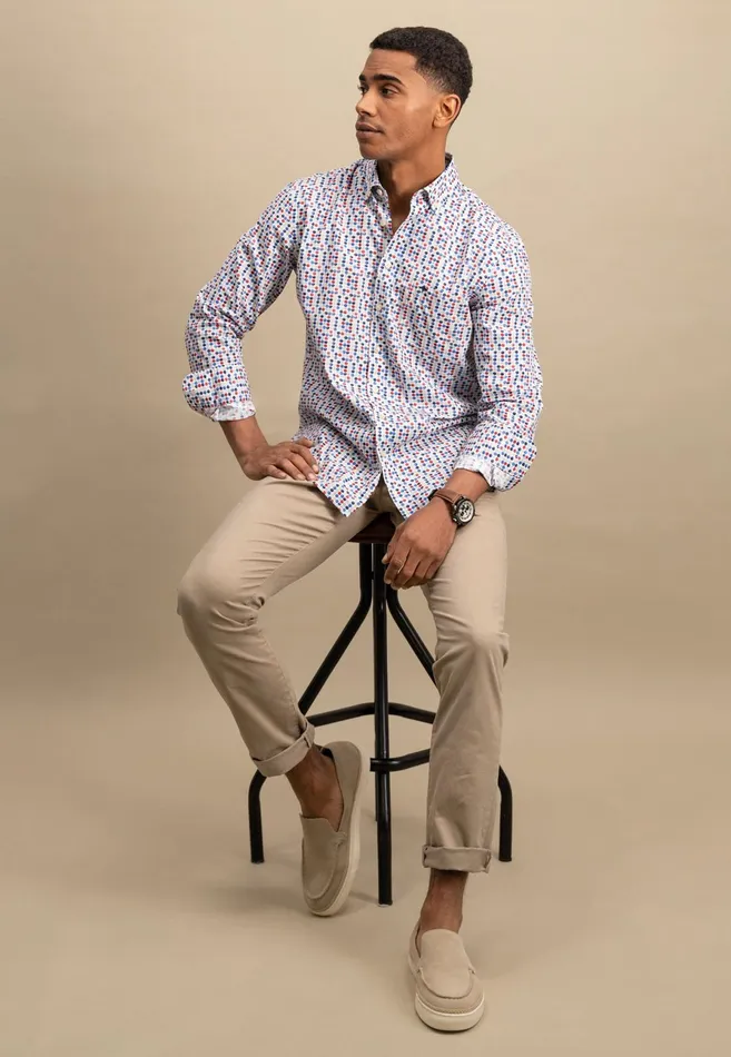 Shirts Men FYNCHHATTON Shirt With Even Point Pattern Poppy Redturf Green