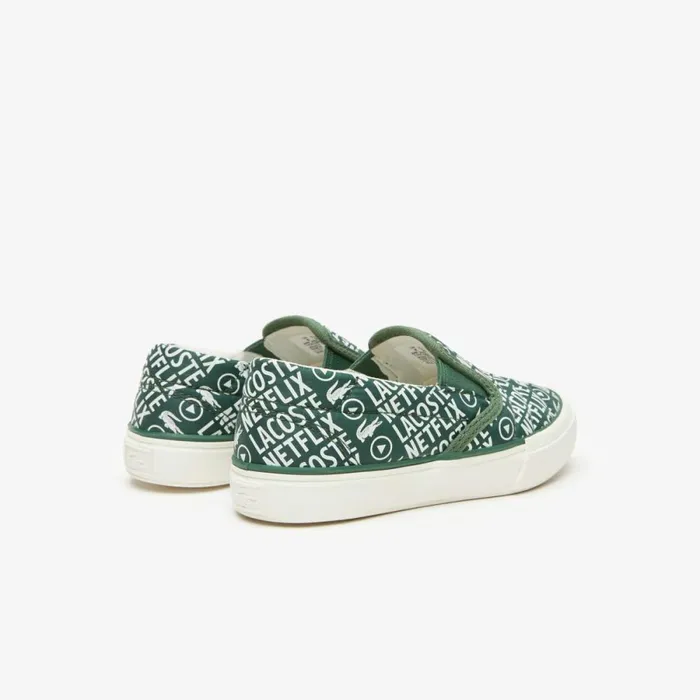 Shoes and Accessories Kids Lacoste Infants039 Lacoste X Netflix SlipOn Shoes Dk Grnoff Wht 12153