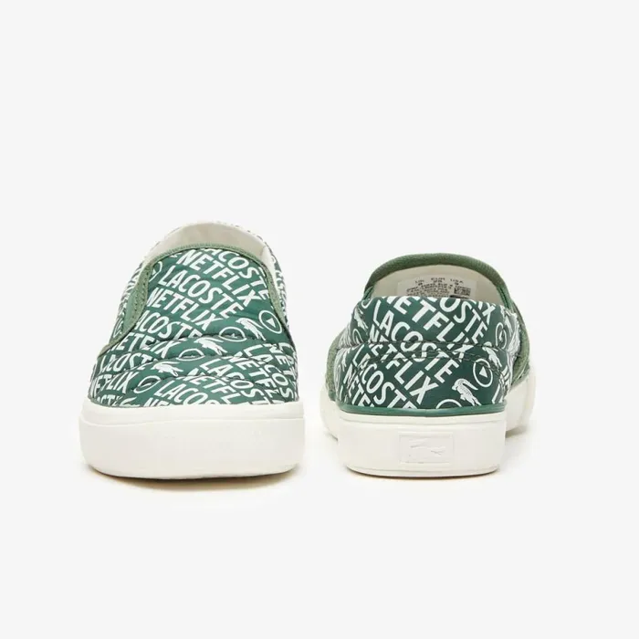 Shoes and Accessories Kids Lacoste Infants039 Lacoste X Netflix SlipOn Shoes Dk Grnoff Wht 12153