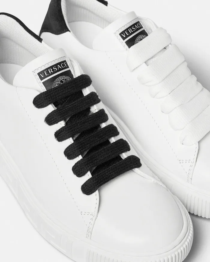Shoes Kids Versace Greca Sneakers Blackwhite