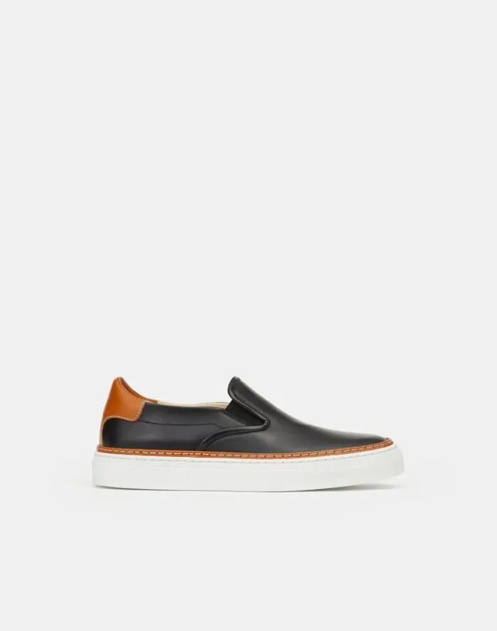 Shoes Nappa Leather SlipOn Sneaker Black Multi Lafayette 148 New York Sneakers