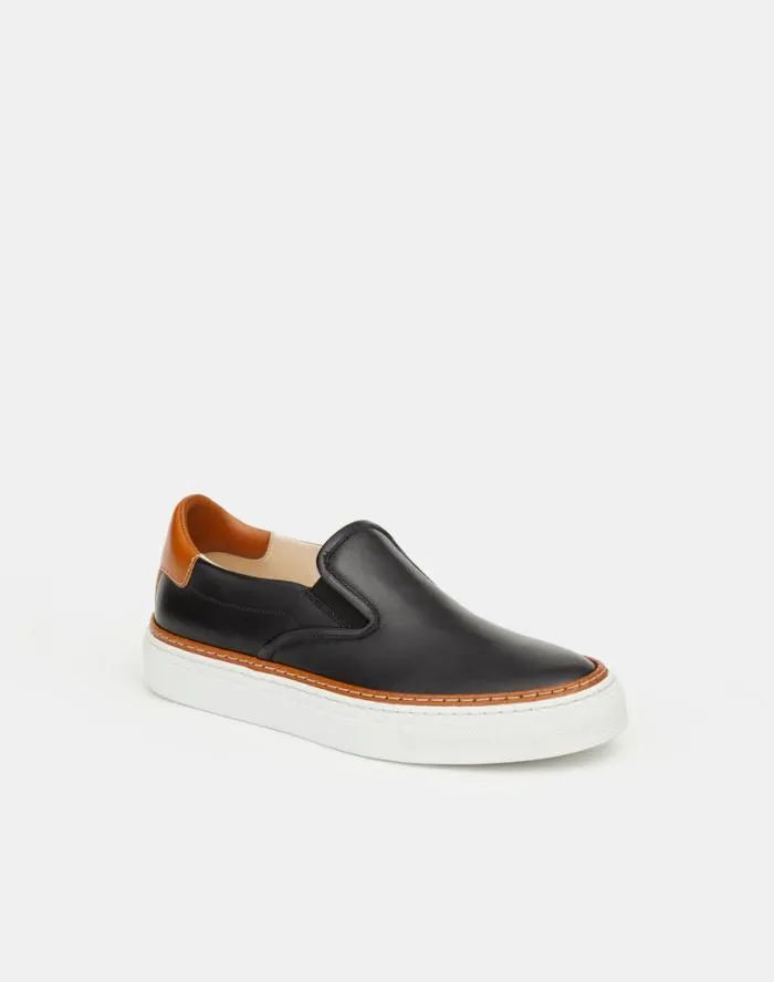 Shoes Nappa Leather SlipOn Sneaker Black Multi Lafayette 148 New York Sneakers