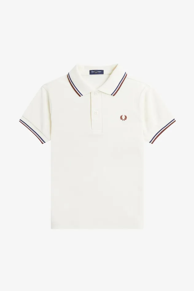 Shop The ShirtKids Twin Tipped Shirt Ecrufrench Navywhisky Brown Fred Perry Kids