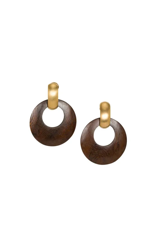 SHOP Trina Turk JEWELRY KJL DARK WOOD DOORKNOCKER EARRINGS