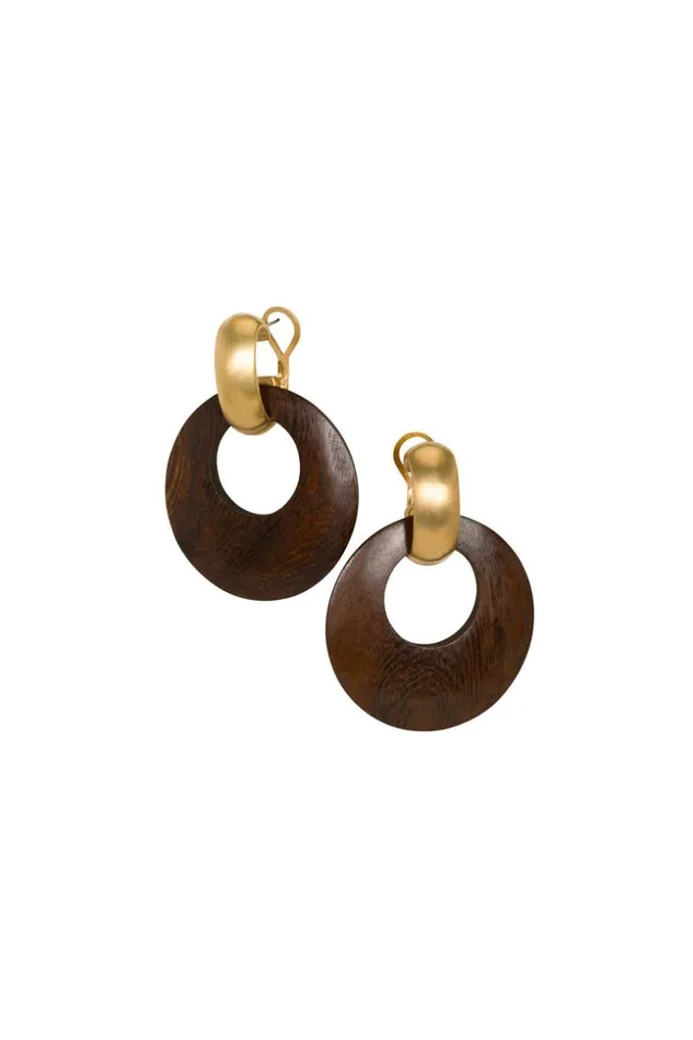 SHOP Trina Turk JEWELRY KJL DARK WOOD DOORKNOCKER EARRINGS