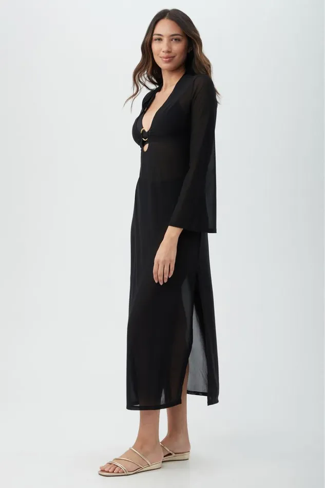 SHOP Trina Turk MATCHING SWIM SETS WOMEN039S ELAIRE LONG SLEEVE VNECK MESH MAXI DRESS SWIM COVERUP