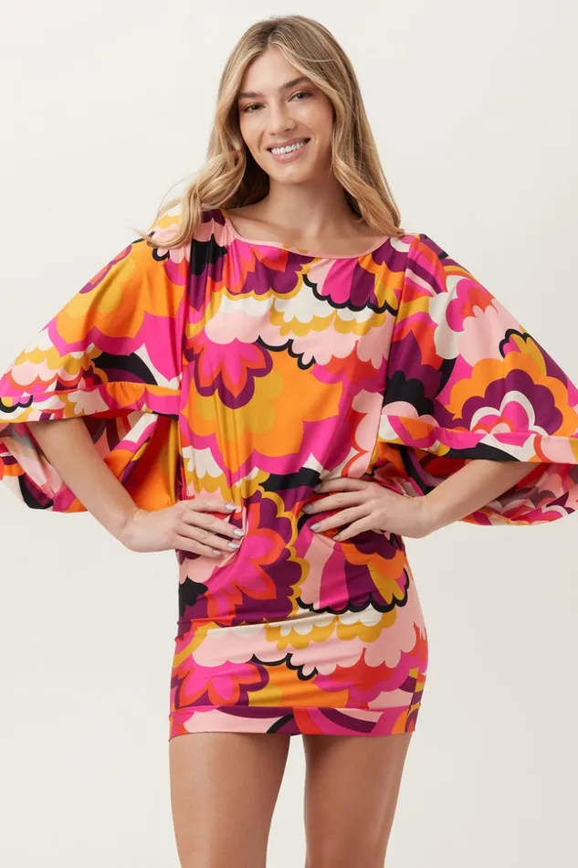 SHOP Trina Turk MATCHING SWIM SETS WOMEN039S FAN FAIRE BOATNECK TUNIC SWIM COVERUP DRESS