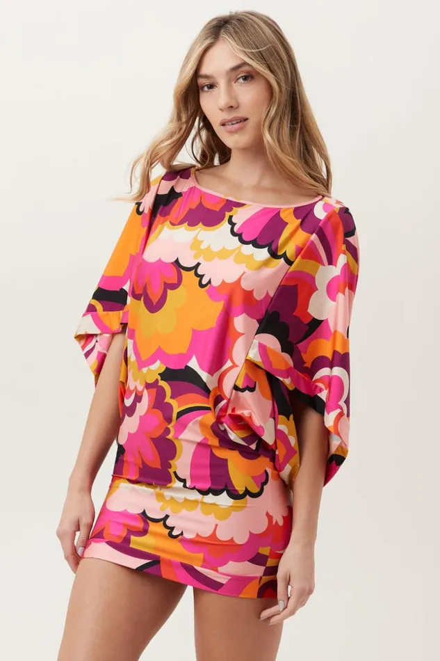 SHOP Trina Turk MATCHING SWIM SETS WOMEN039S FAN FAIRE BOATNECK TUNIC SWIM COVERUP DRESS