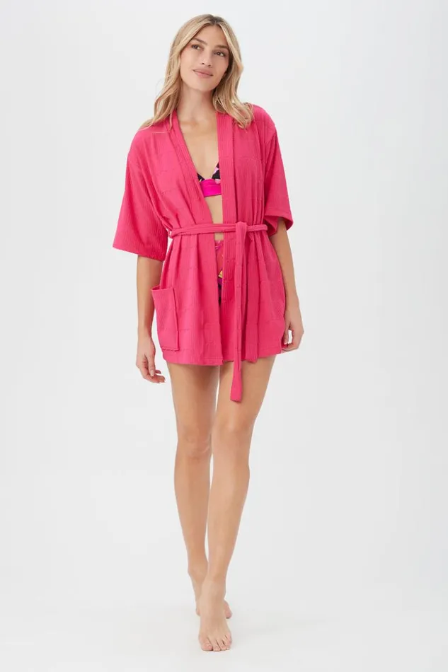 SHOP Trina Turk MATCHING SWIM SETS WOMEN039S SKYFALL SHORT SLEEVE TERRY SWIM COVERUP ROBE