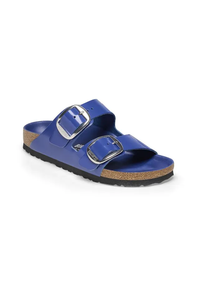 SHOP Trina Turk SHOES WOMEN039S ARIZONA BIG BUCKLE BLUE PATENT LEATHER SANDAL