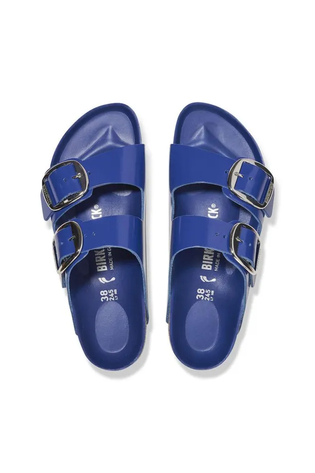SHOP Trina Turk SHOES WOMEN039S ARIZONA BIG BUCKLE BLUE PATENT LEATHER SANDAL
