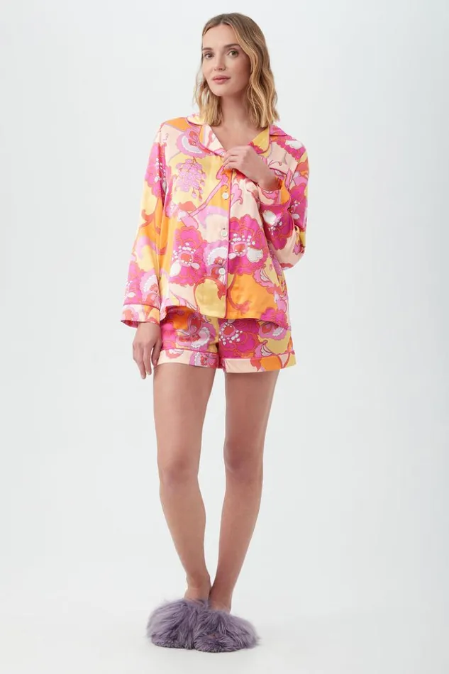 SHOP Trina Turk WOMEN039S SLEEPWEAR APACHE BLOOM WOMEN039S LONG SLEEVE SHORTY SILK PJ SET SHOP Trina Turk WOMEN039S SLEEPWEAR APACHE BLOOM WOMEN039S LONG SLEEVE SHORTY SILK PJ SET