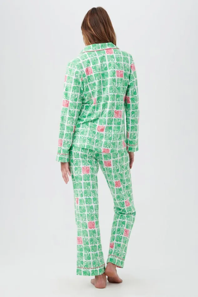 SHOP Trina Turk WOMEN039S SLEEPWEAR ELEPHANTS WOMEN039S LONG SLEEVE LONG PANT JERSEY PJ SET