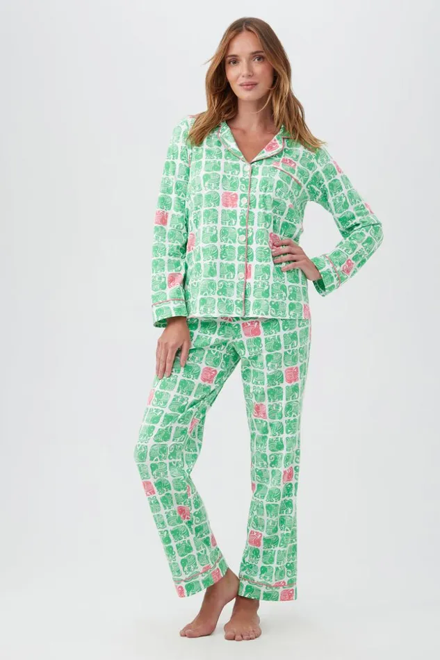 SHOP Trina Turk WOMEN039S SLEEPWEAR ELEPHANTS WOMEN039S LONG SLEEVE LONG PANT JERSEY PJ SET