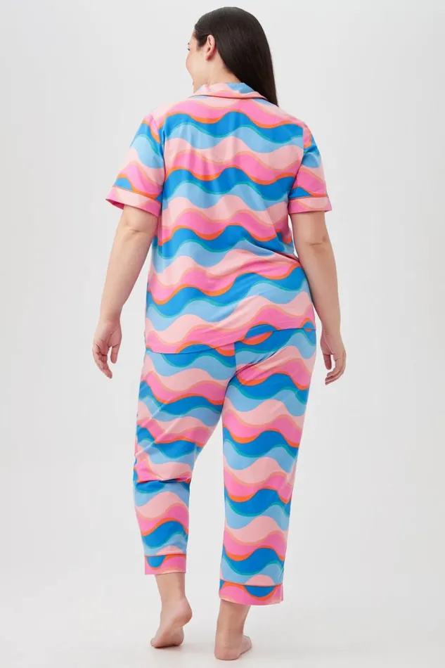 SHOP Trina Turk WOMEN039S SLEEPWEAR NEW WAVE WOMEN039S SHORT SLEEVE CROPPED PANT JERSEY PJ SET
