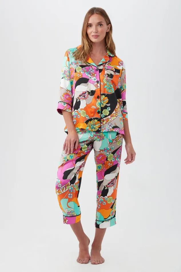 SHOP Trina Turk WOMEN039S SLEEPWEAR SKIPPER SWIRL WOMEN039S 34SLEEVE CROPPED PANT SILK PJ SET SHOP Trina Turk WOMEN039S SLEEPWEAR SKIPPER SWIRL WOMEN039S 34SLEEVE CROPPED PANT SILK PJ SET