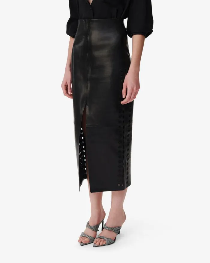 Shorts and Skirts Women IRO AKINE SPLIT LEATHER MIDI SKIRT