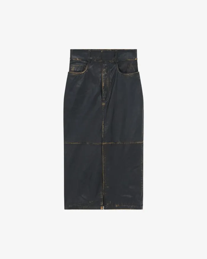Shorts and Skirts Women IRO DENIZ SLIT LEATHER MIDI SKIRT