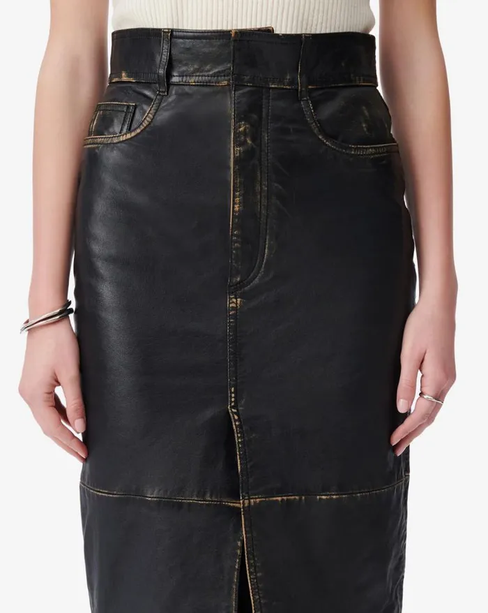 Shorts and Skirts Women IRO DENIZ SLIT LEATHER MIDI SKIRT