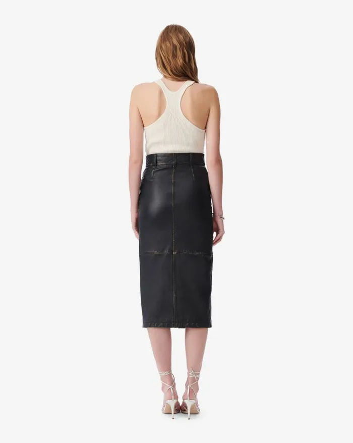 Shorts and Skirts Women IRO DENIZ SLIT LEATHER MIDI SKIRT