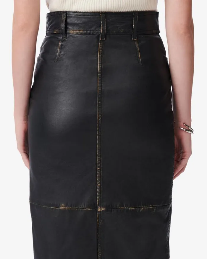 Shorts and Skirts Women IRO DENIZ SLIT LEATHER MIDI SKIRT